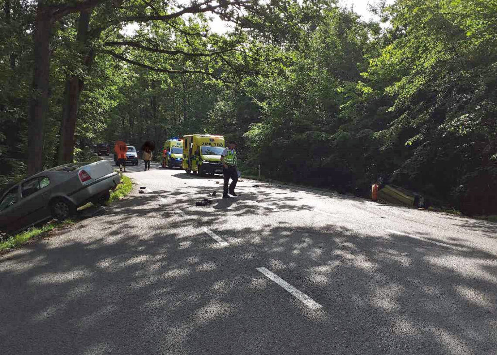 Starší Škoda Octavia a Citroën se srazily v pondělí dopoledne Živanicích na Pardubicku. Foto: HZS Pardubického kraje