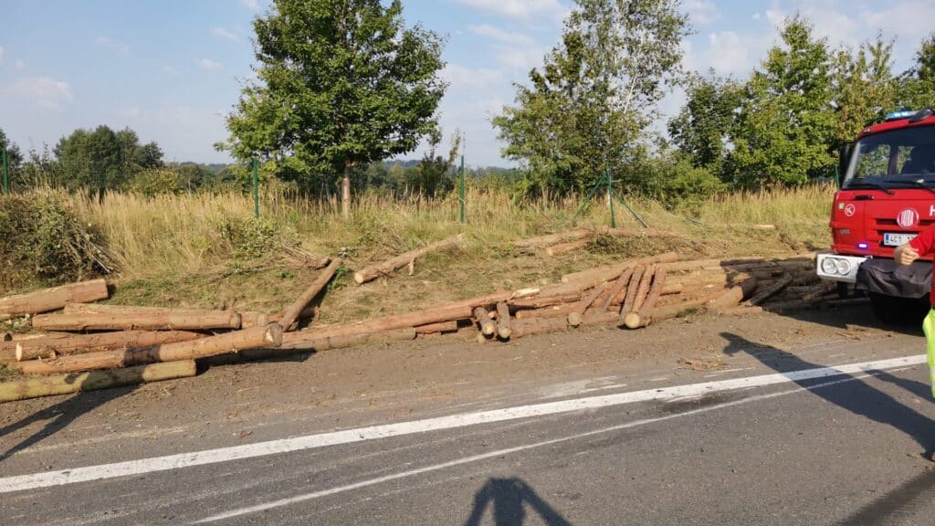 Nehoda kamionu se dřevem zablokovala dálnici D3 na České Budějovice. Foto: PČR