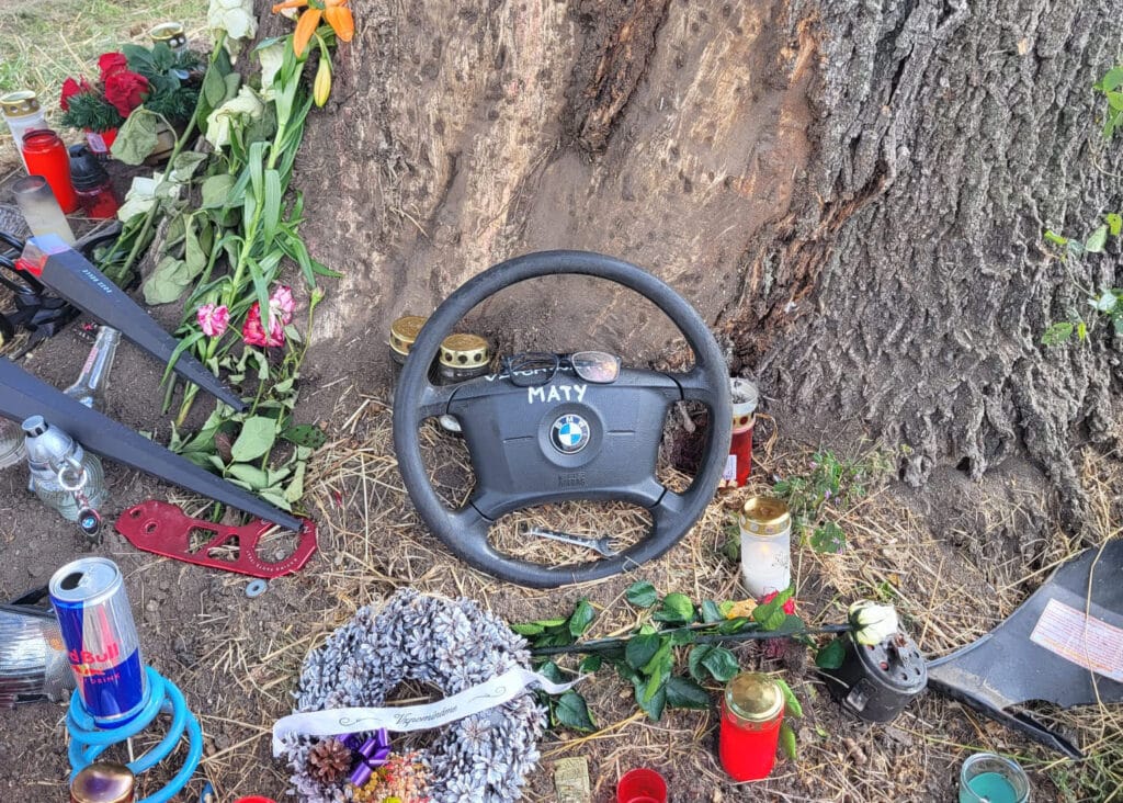 Pietní místo u tragické nehody poblíž obce Malobratřice. Foto: ČRzprávy.cz