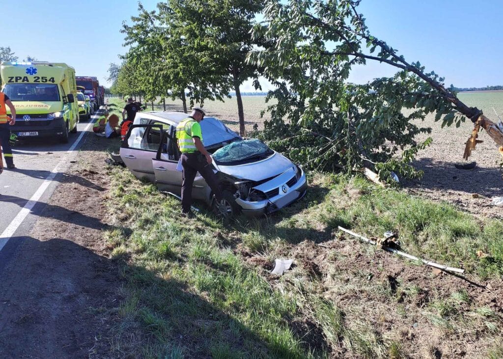 U obce Orel narazilo auto do stromu. Foto: HZS