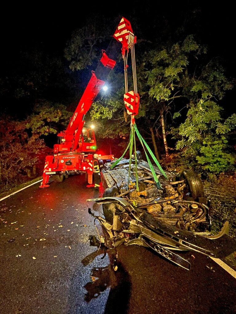 Nehoda Audi u Čakova na Českobudějovicku. Foto: HZS JHK