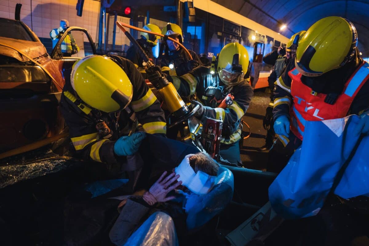Noční cvičení v tunelu Blanka. Foto: HZS a magistrát