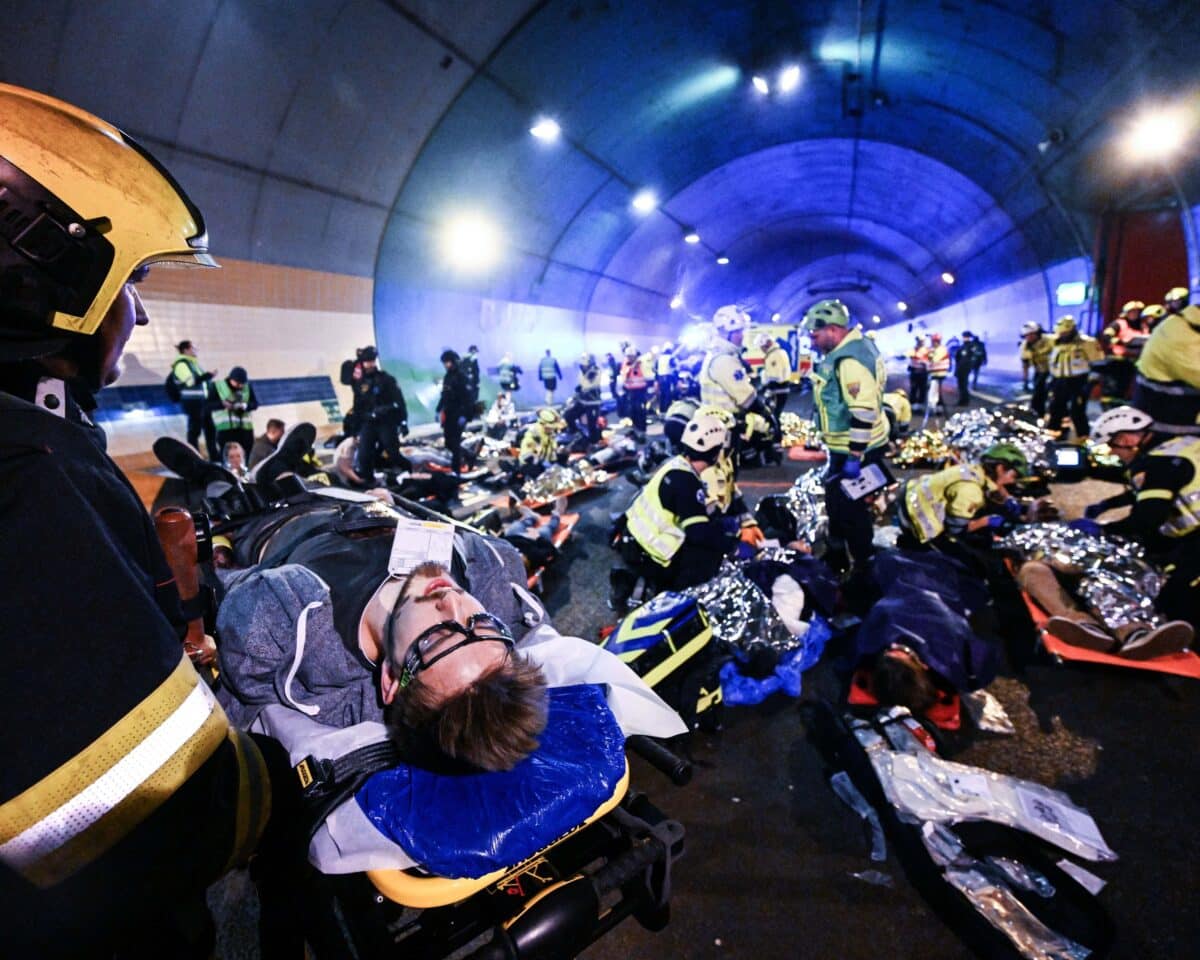 Noční cvičení v tunelu Blanka. Foto: HZS a magistrát