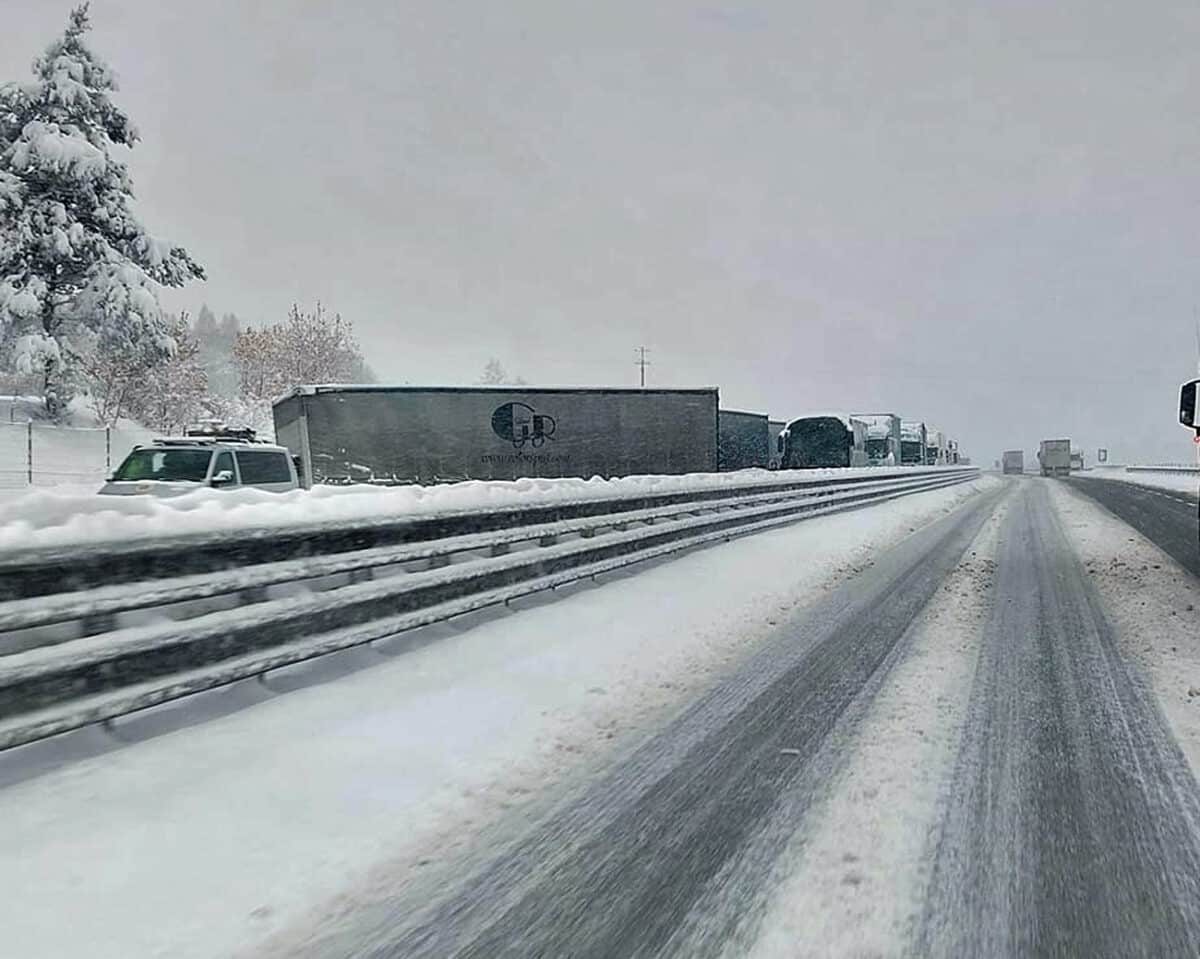 Kamion blokoval dálnici D1. Foto: FB