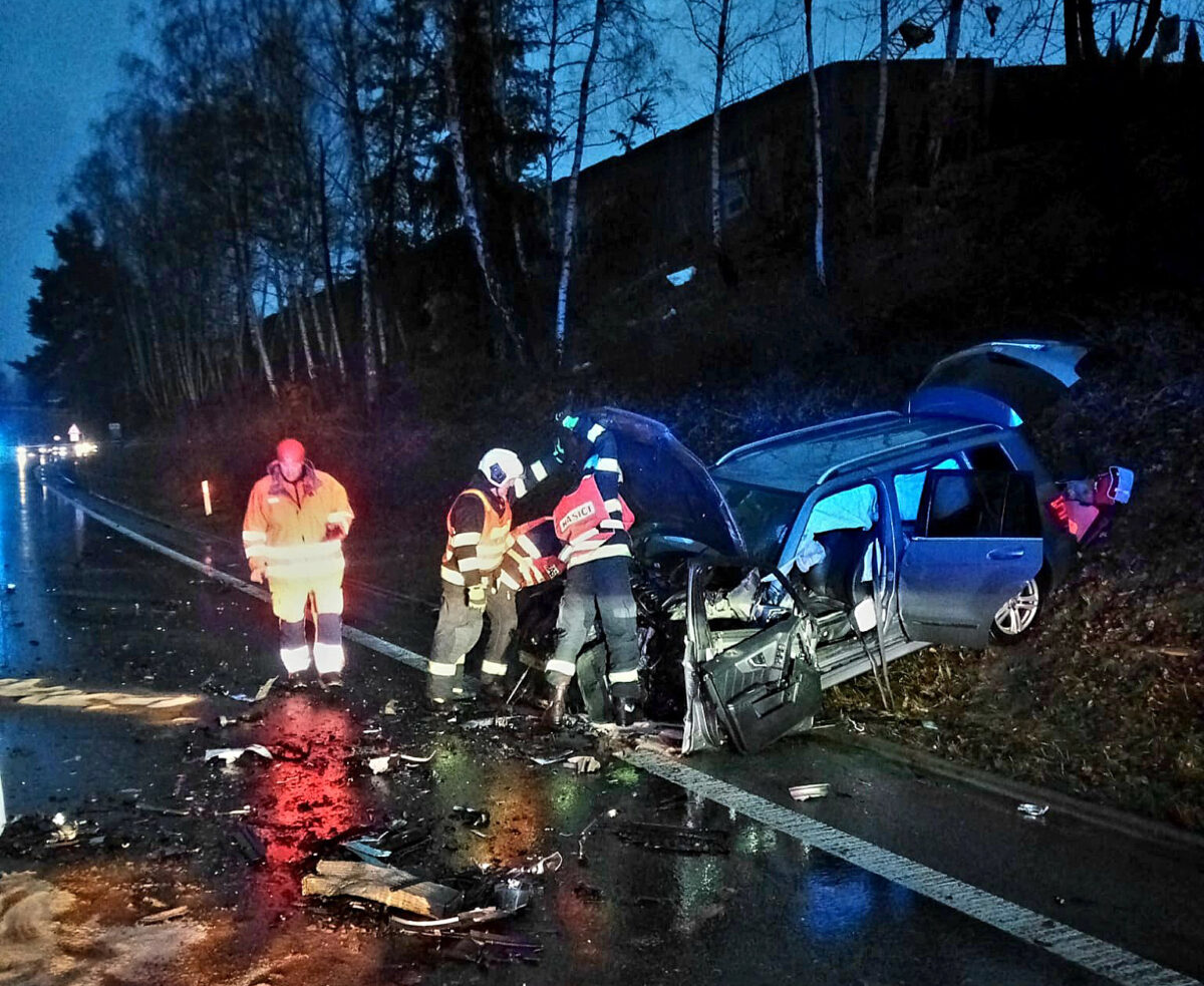Tragická nehoda u Boršova nad Vltavou na silnici I/3. Foto: HZS Jihočeský kraj