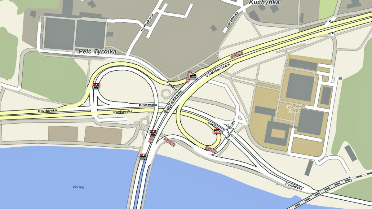 Obě nehody se staly v Holešovičkách u tunelu Blanka. Zdroj: ŘSD