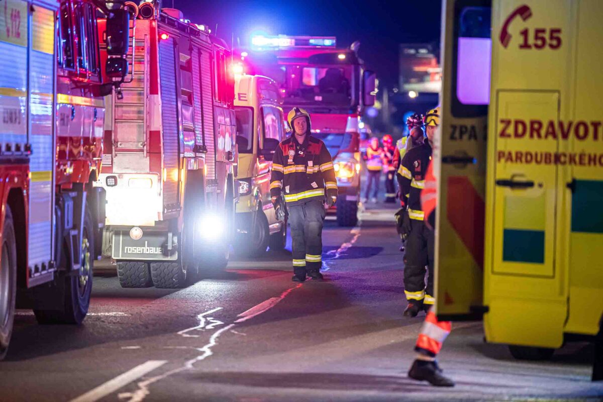 Nehoda vlaku v Pardubicích. Foto: Michal Fanta, HZS