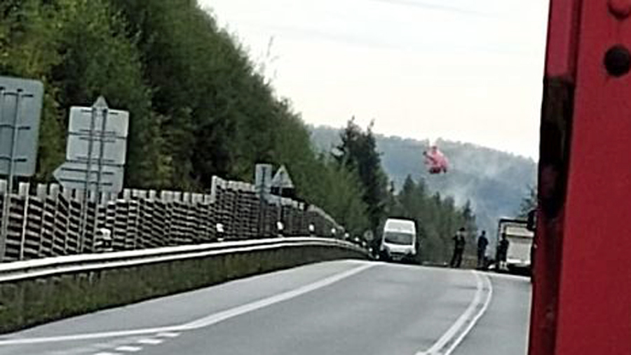 U Moravské Třebové přistával vrtulník. Foto: Josef Kazda