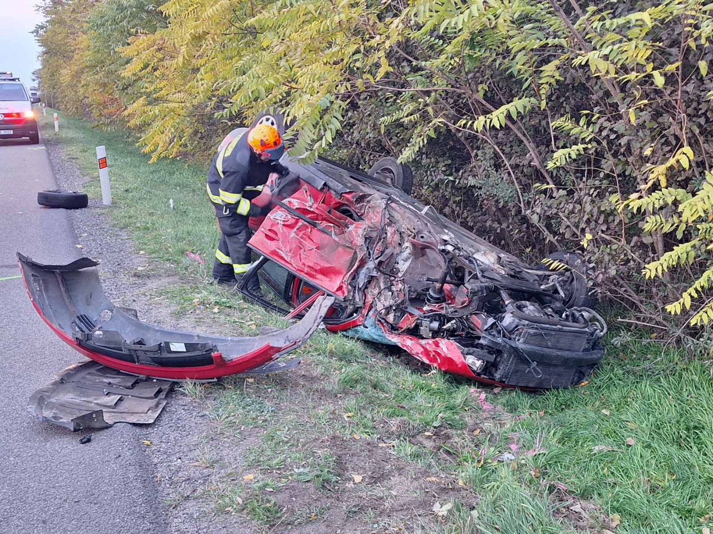 Tragická nehoda u Mikulova. Foto: PČR