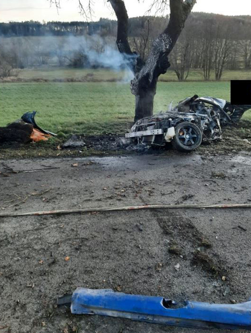 Tragická nehoda u Nihošovic. Foto: PČR