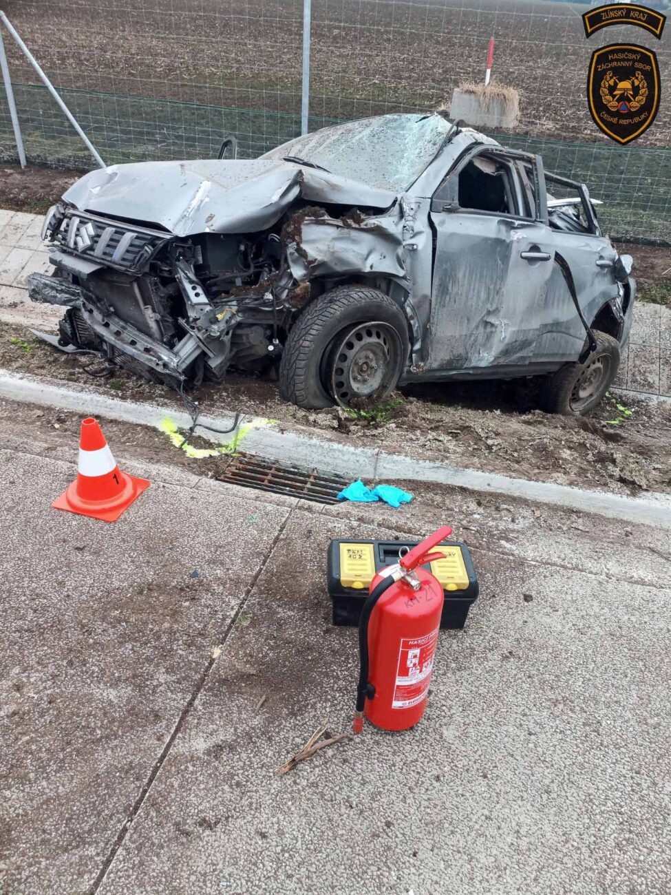 Nehoda na dálnici D49 u Pravčic.