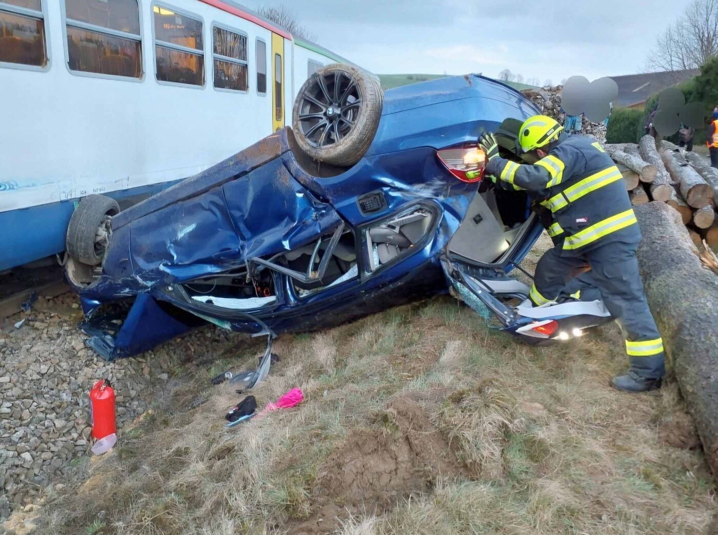 Železniční nehoda u Oldříše. Foto: HZS