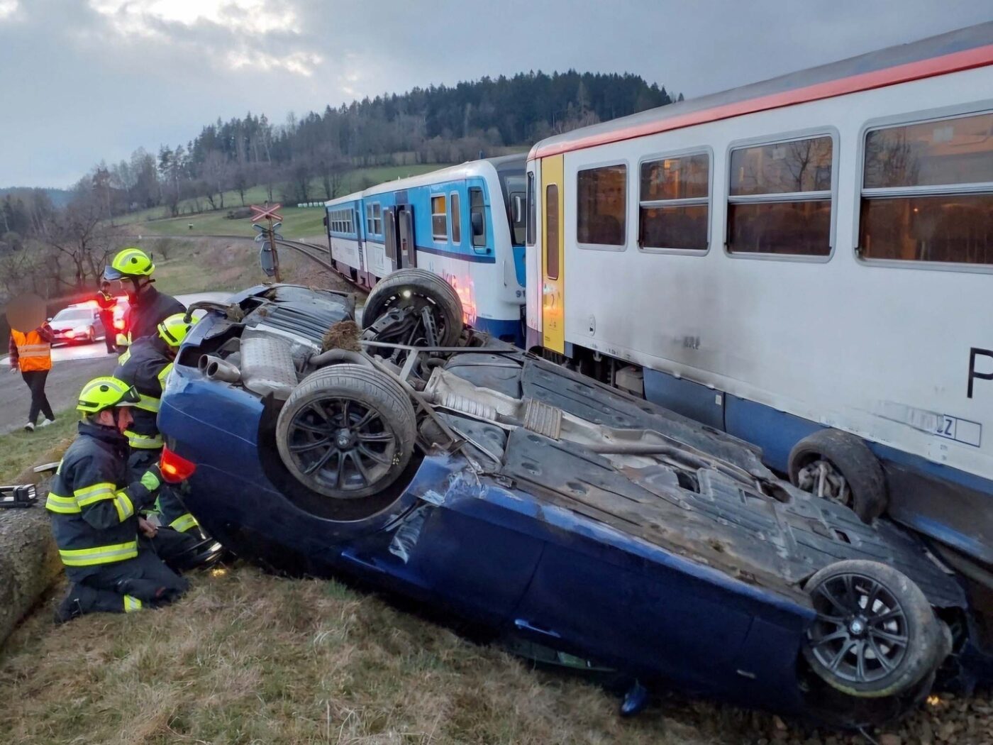 Železniční nehoda u Oldříše. Foto: HZS