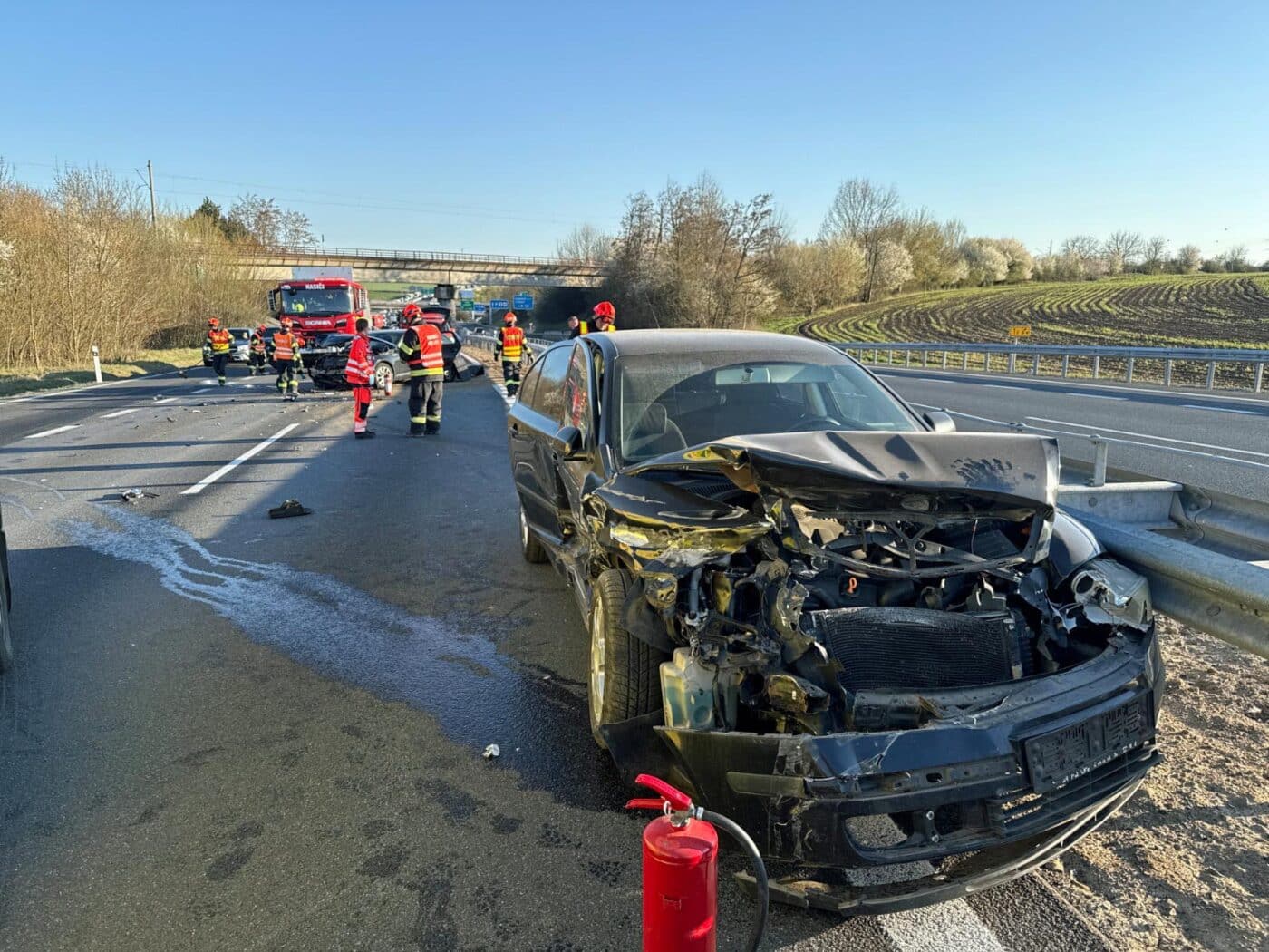 Nehoda na dálnici D46 u Vyškova. Foto: HZS