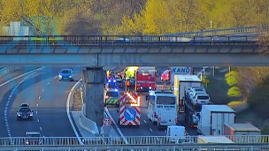 Nehoda na dálnici D46 u Vyškova. Zdroj: ŘSD