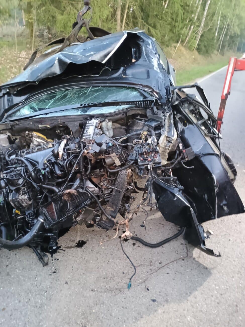 Dnešní nehoda auta u Kovářova v jižních Čechách. Foto: HZS