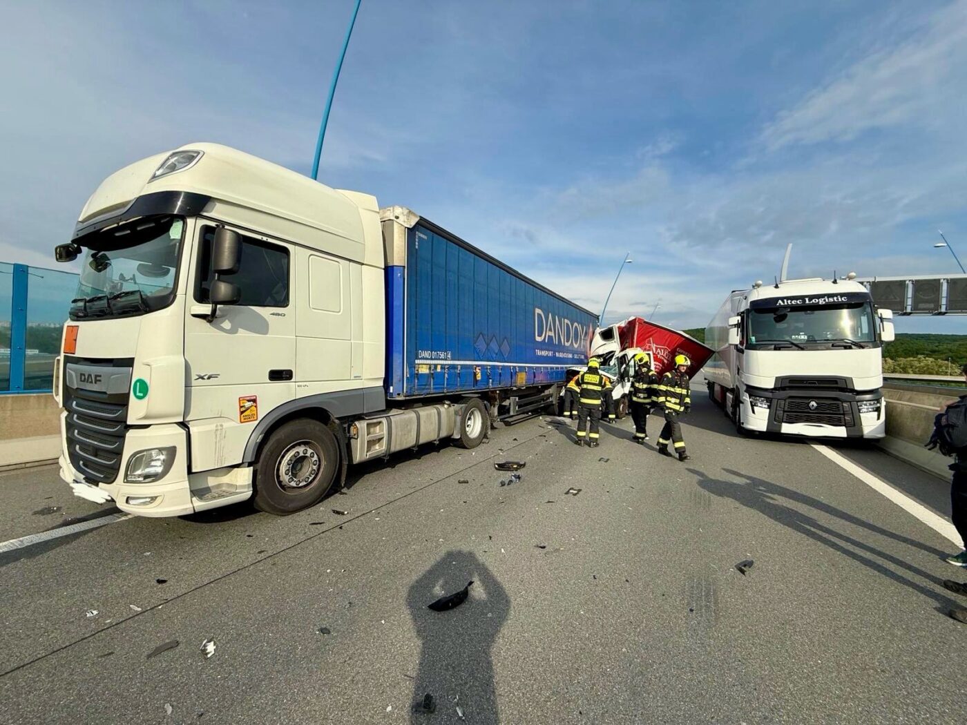 Nehoda na Pražském okruhu u Zbraslavi. Foto: HZS