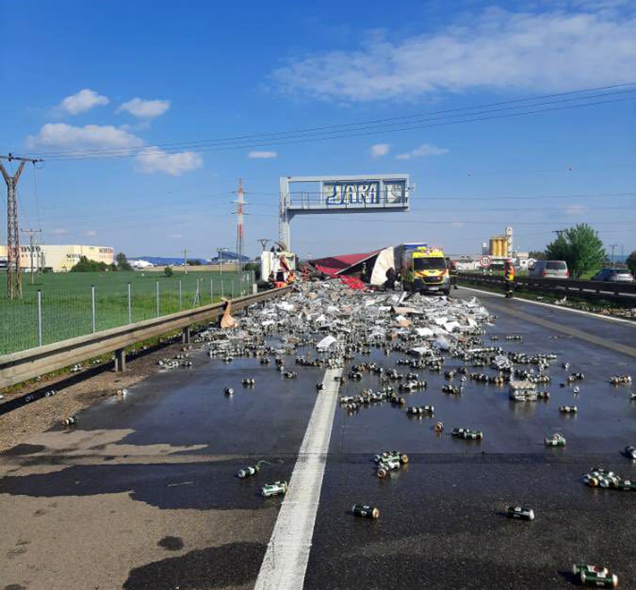 Nehoda na dálnici D2. Foto: PČR