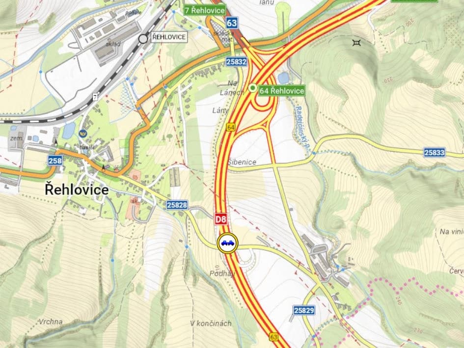 Nehoda na dálnici D8.