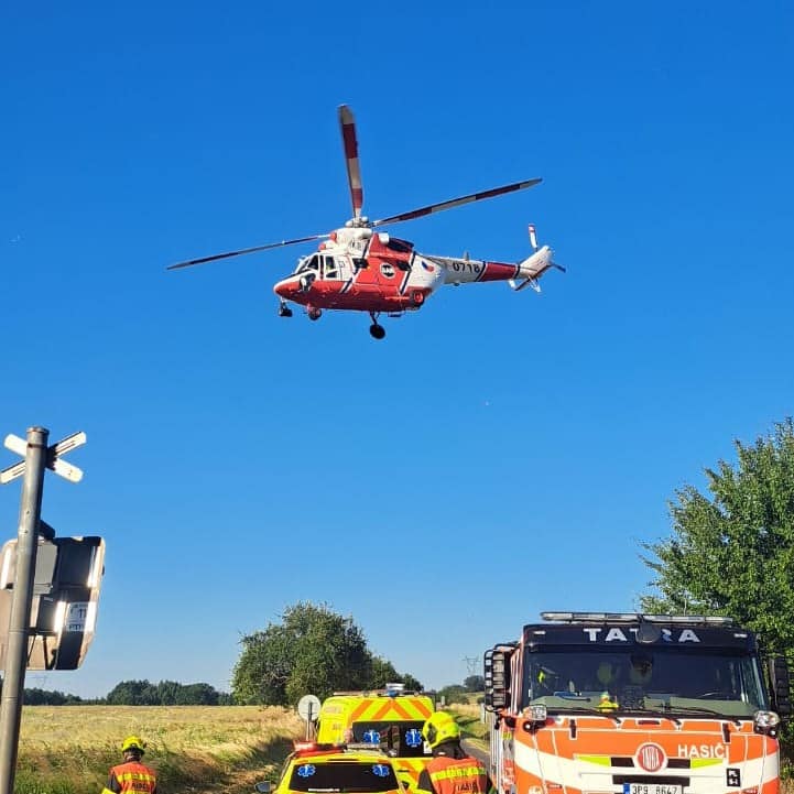 Nehoda na přejezdu v Blovicích. Foto: HZS