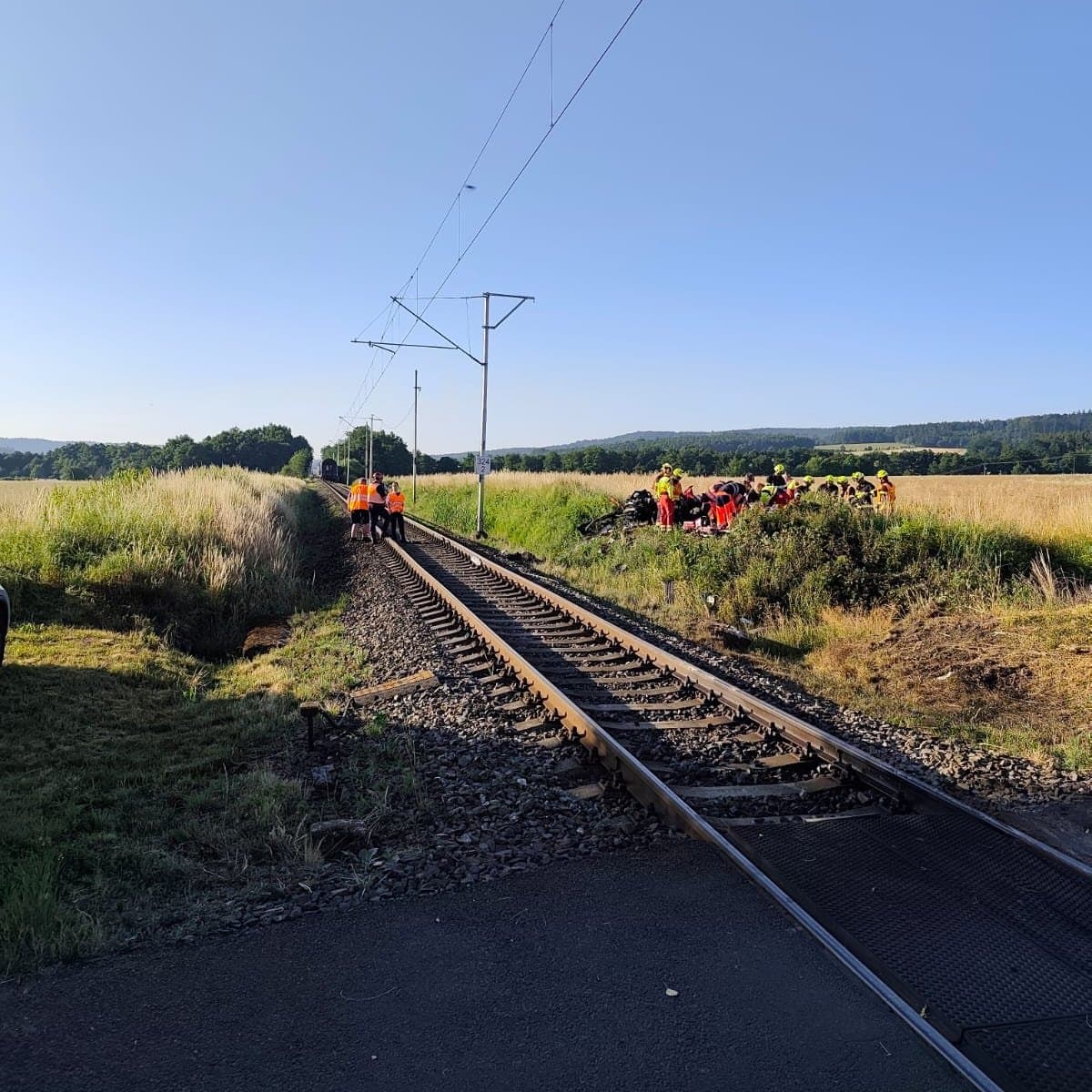 Nehoda na přejezdu v Blovicích. Foto: HZS