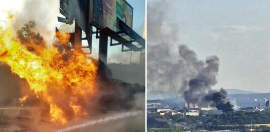 Požár kamionu na Jižní spojce v Praze. Foto: HZS