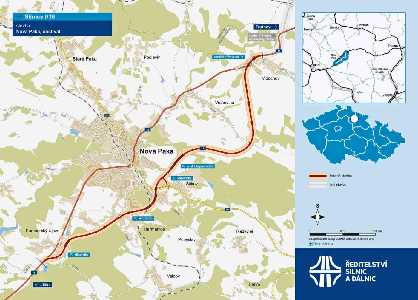 Trasa obchvatu Nové Paky. Zdroj: ŘSD