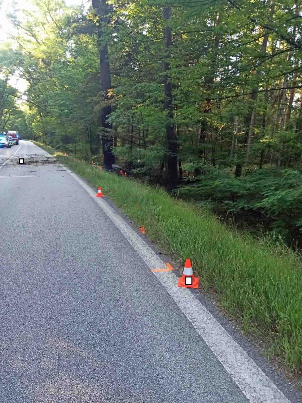 Tragická nehoda u Třeboně. Foto: PČR