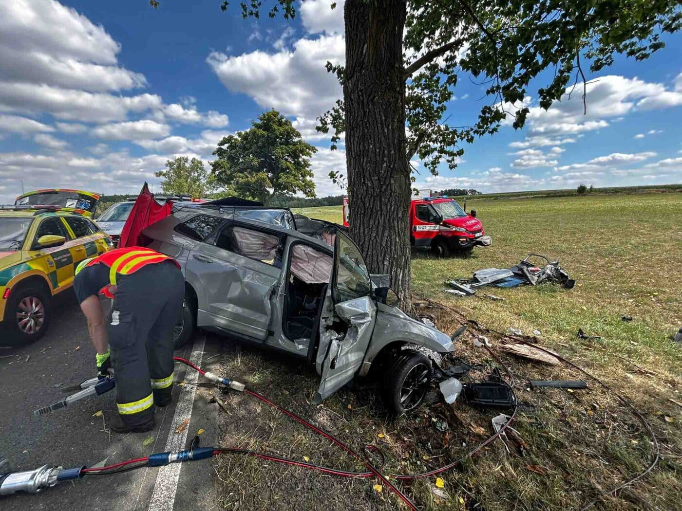 Tragická nehoda u Malšic na Táborsku. Foto: HZS