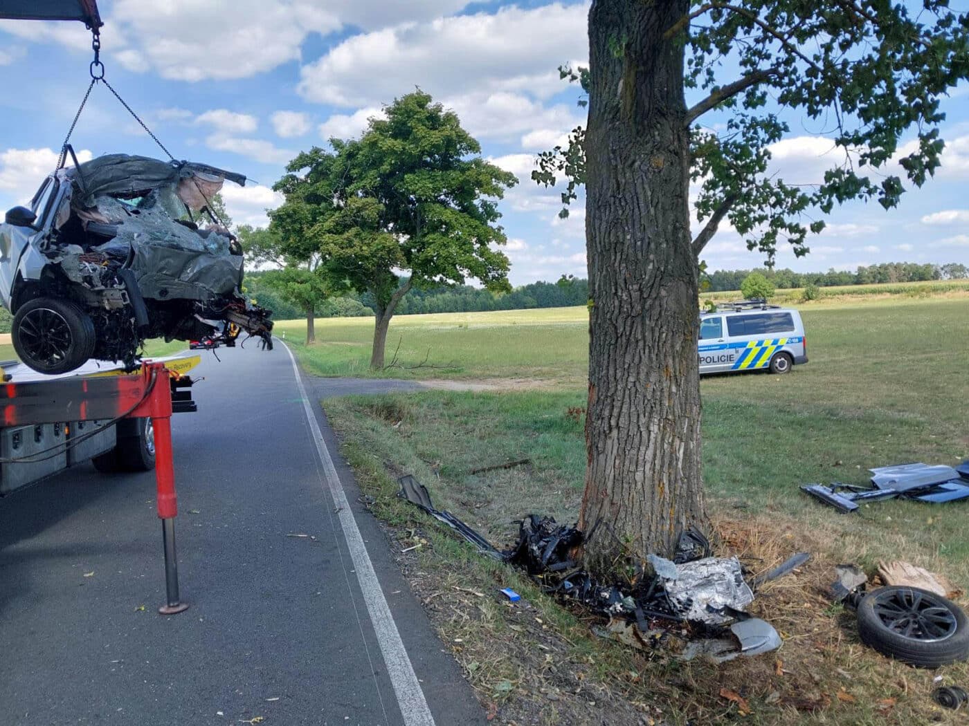 Tragická nehoda u Malšic na Táborsku. Foto: PČR