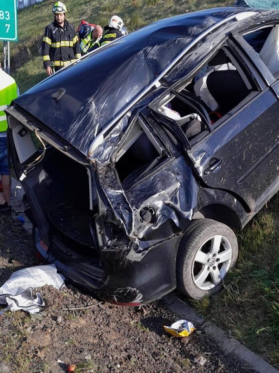 Nehoda na dálnici D6 u Nového Strašecí.