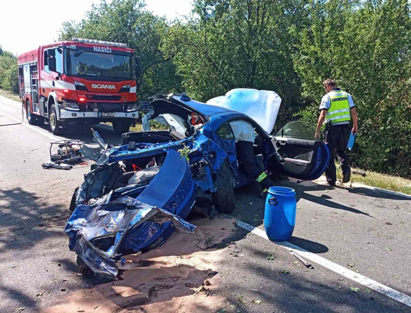 Nehoda u Zdounek. Foto: HZS