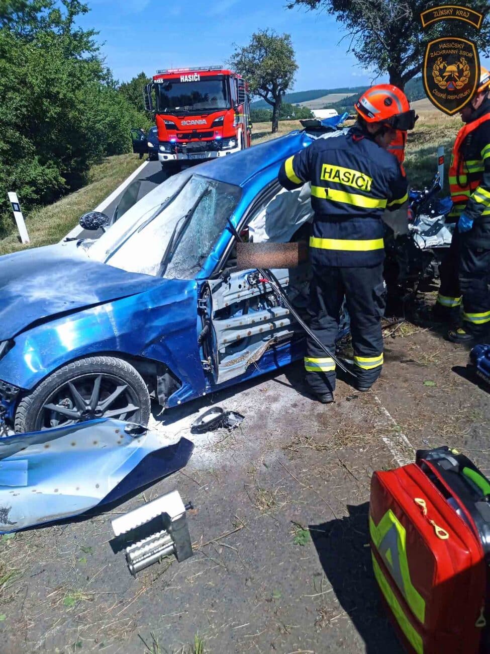 Nehoda u Zdounek. Foto: HZS