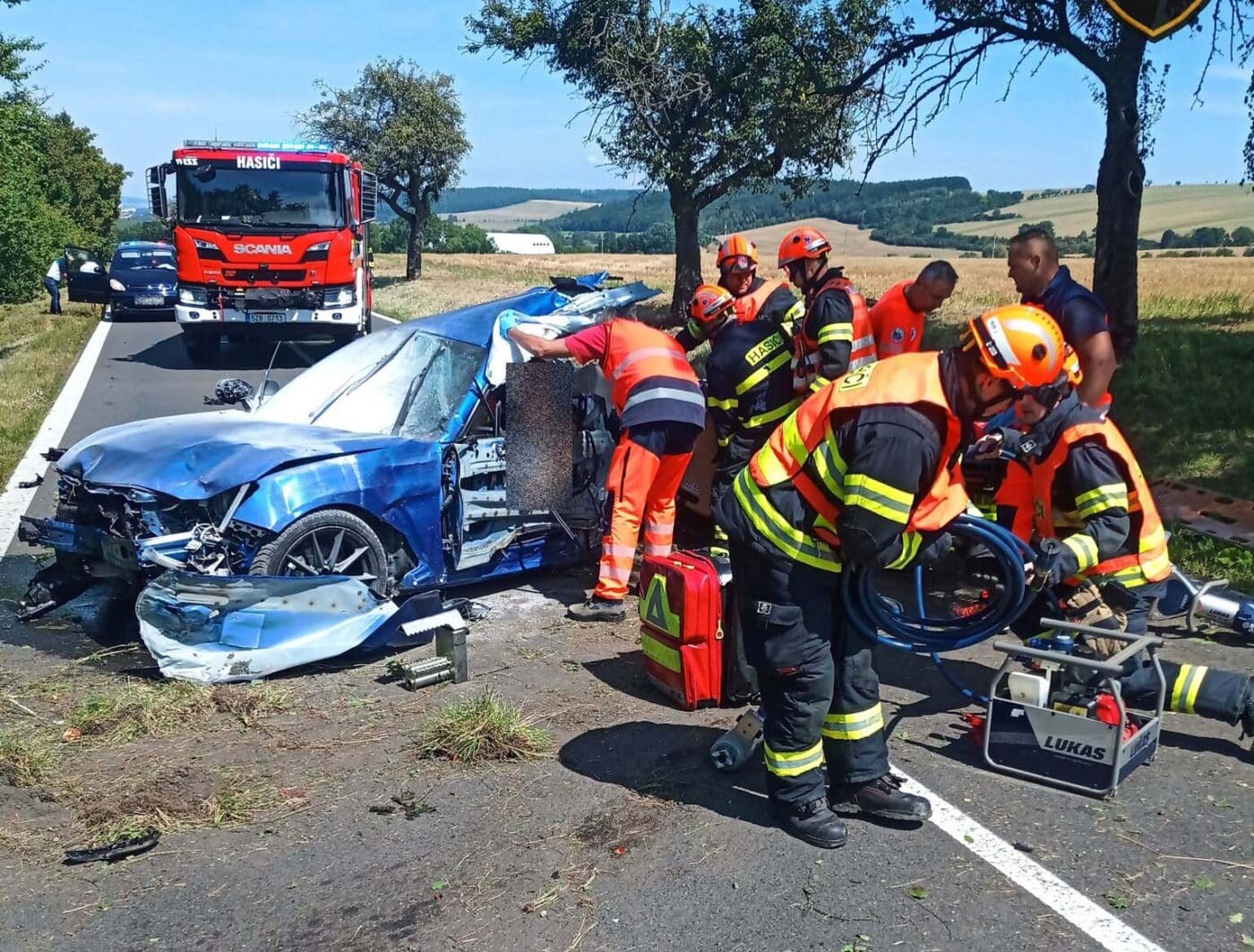 Nehoda u Zdounek. Foto: HZS