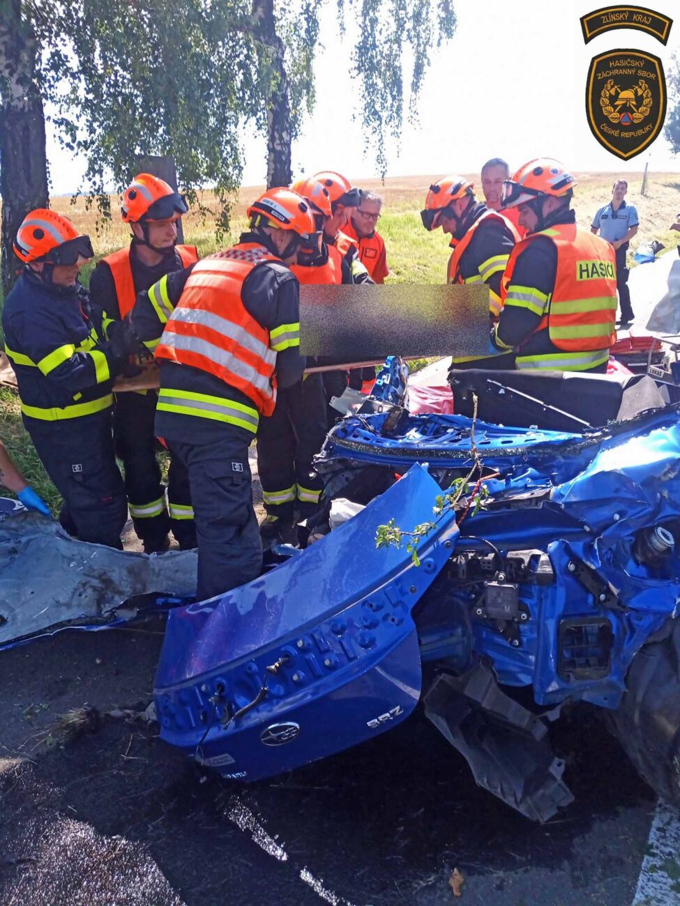Nehoda u Zdounek. Foto: HZS