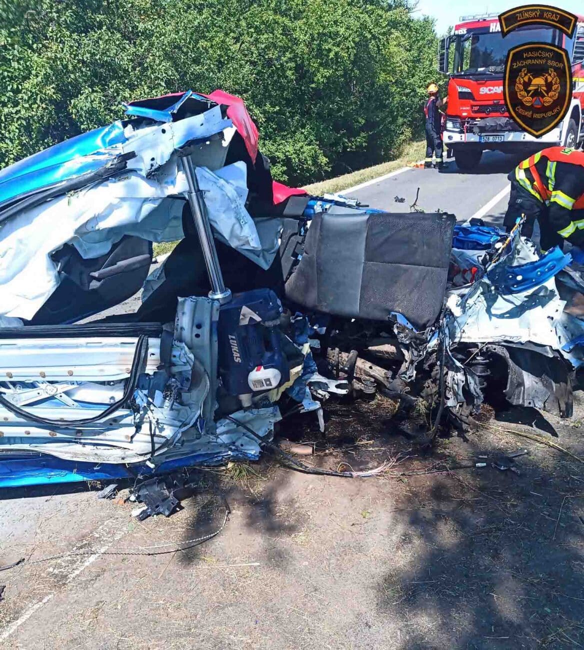 Nehoda u Zdounek. Foto: HZS