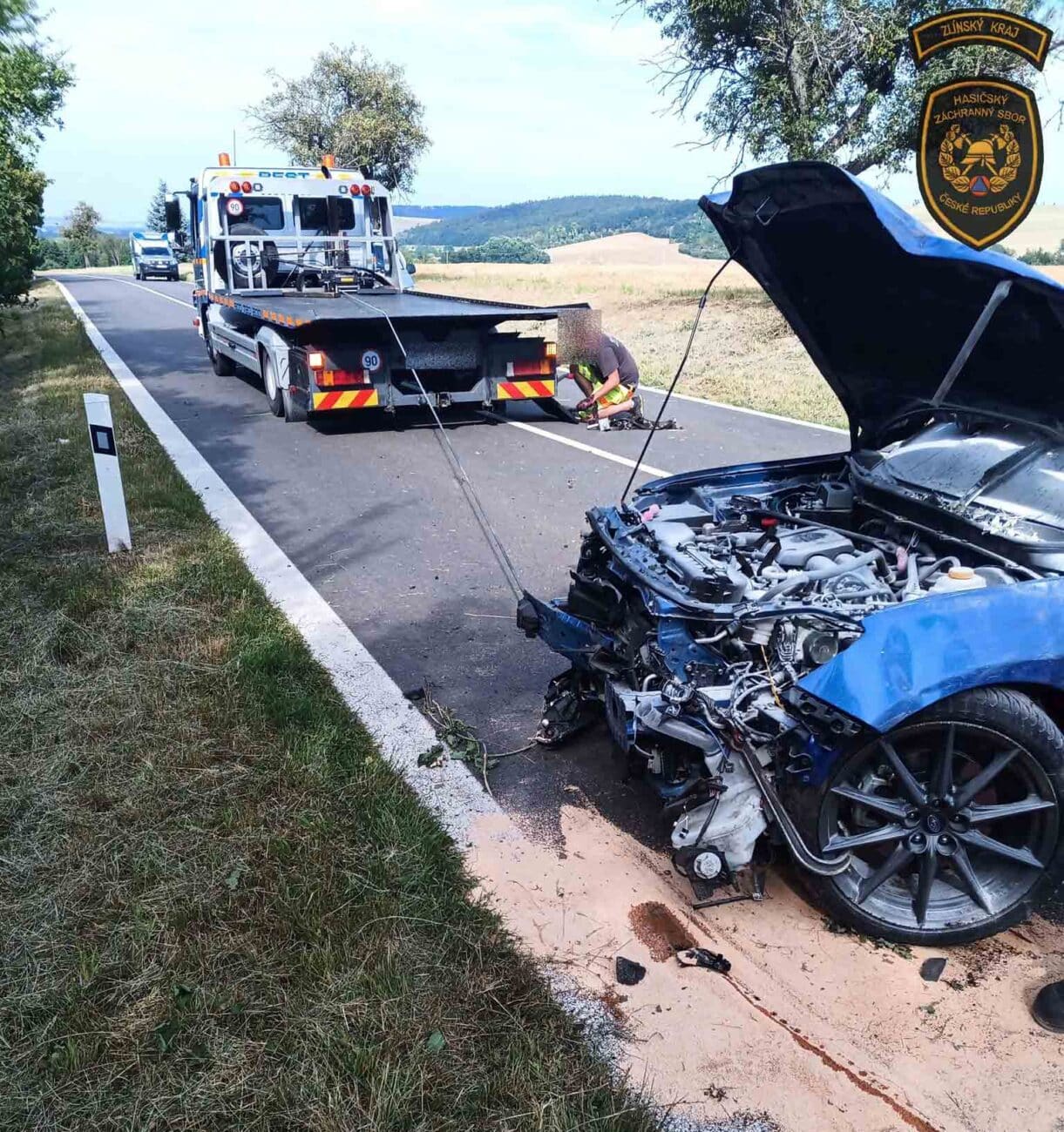 Nehoda u Zdounek. Foto: HZS