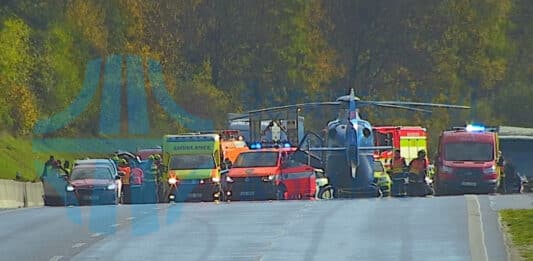 Nehoda na dálnici D1 u Strančic. Zdroj: ŘSD