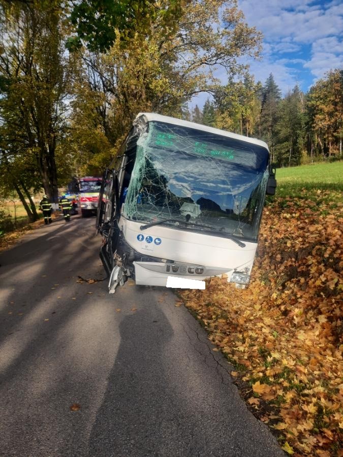 Nehoda autobusu u Jindřichova Hradce. Foto: PČR