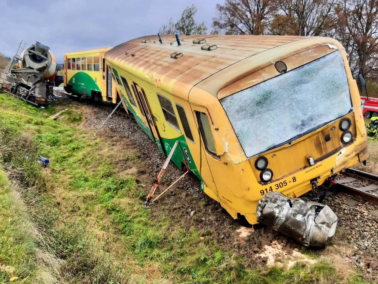 Nehoda vlaku v Hudčicích. Foto: HZS SŽ