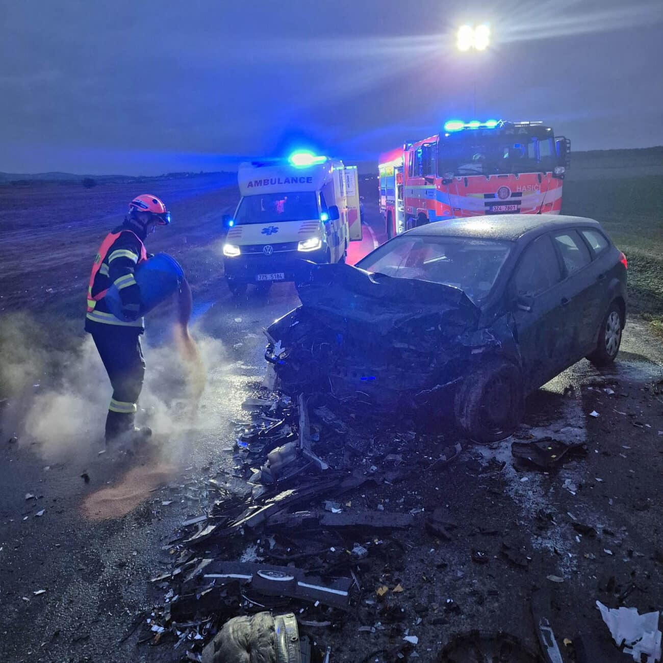 Tragická nehoda u Napajedel na Zlínsku. Foto: HZS