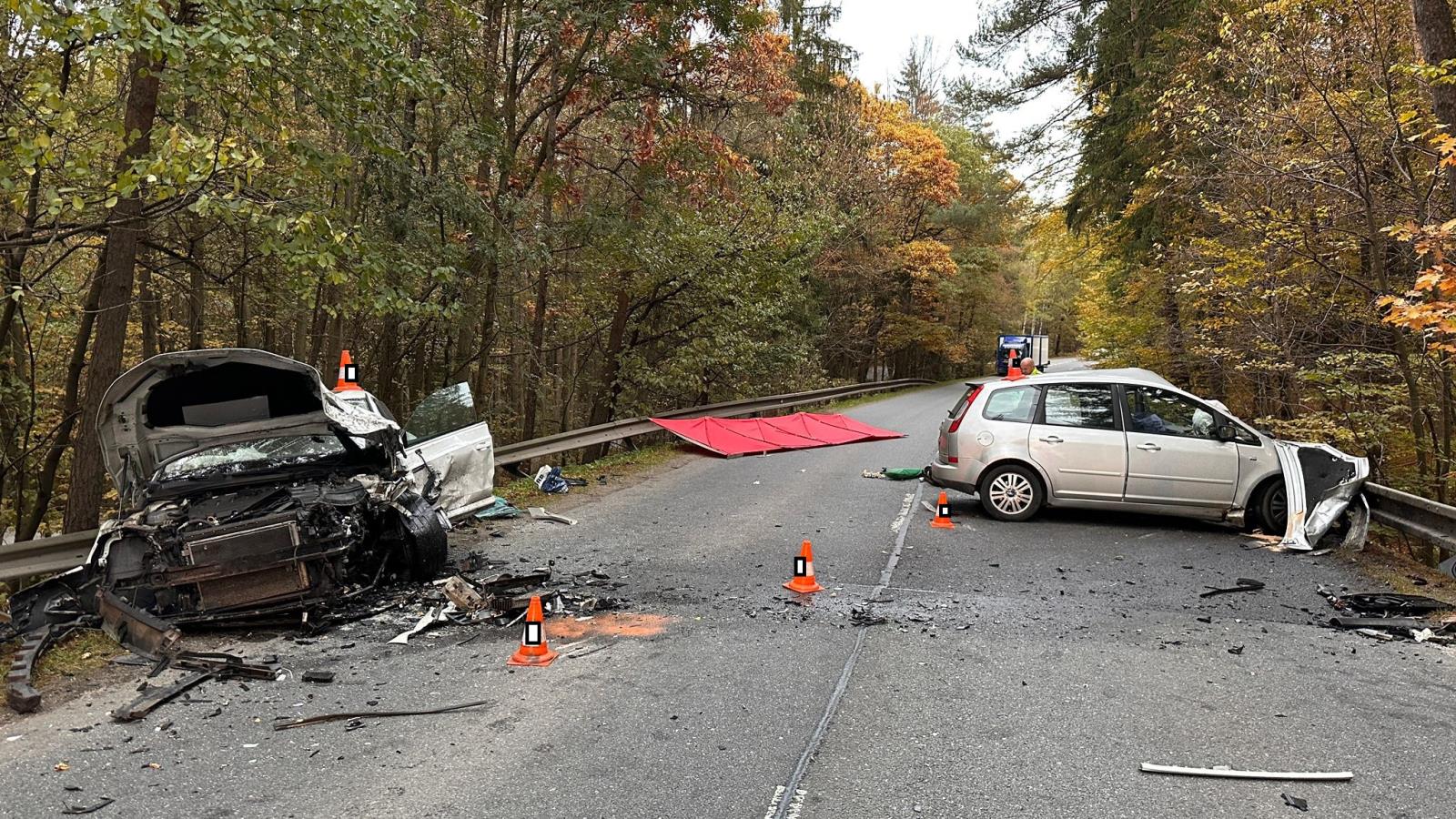 Tragická nehoda u Podolska. Foto: PČR
