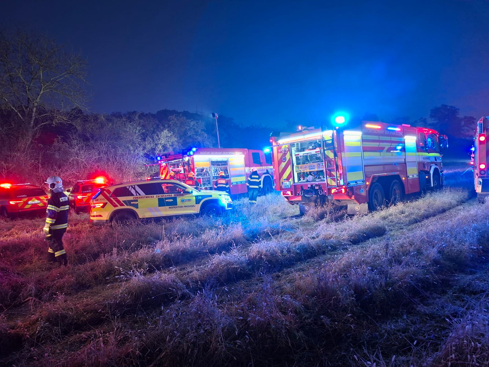 Požár vlaku u Nemotic na Vyškovsku. Foto: ZZS