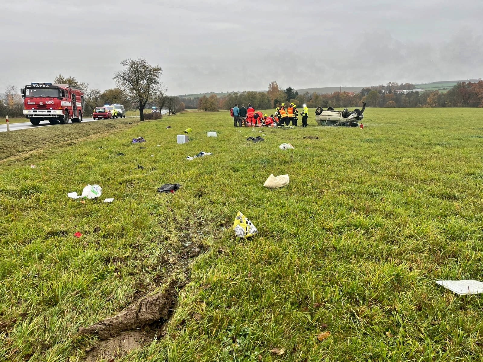 Vážná nehoda u Spáleného Poříčí. Foto: HZS