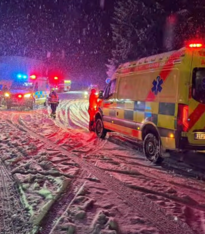 Nehoda ve Starých Hamrech. Zdroj: ZZS MSK