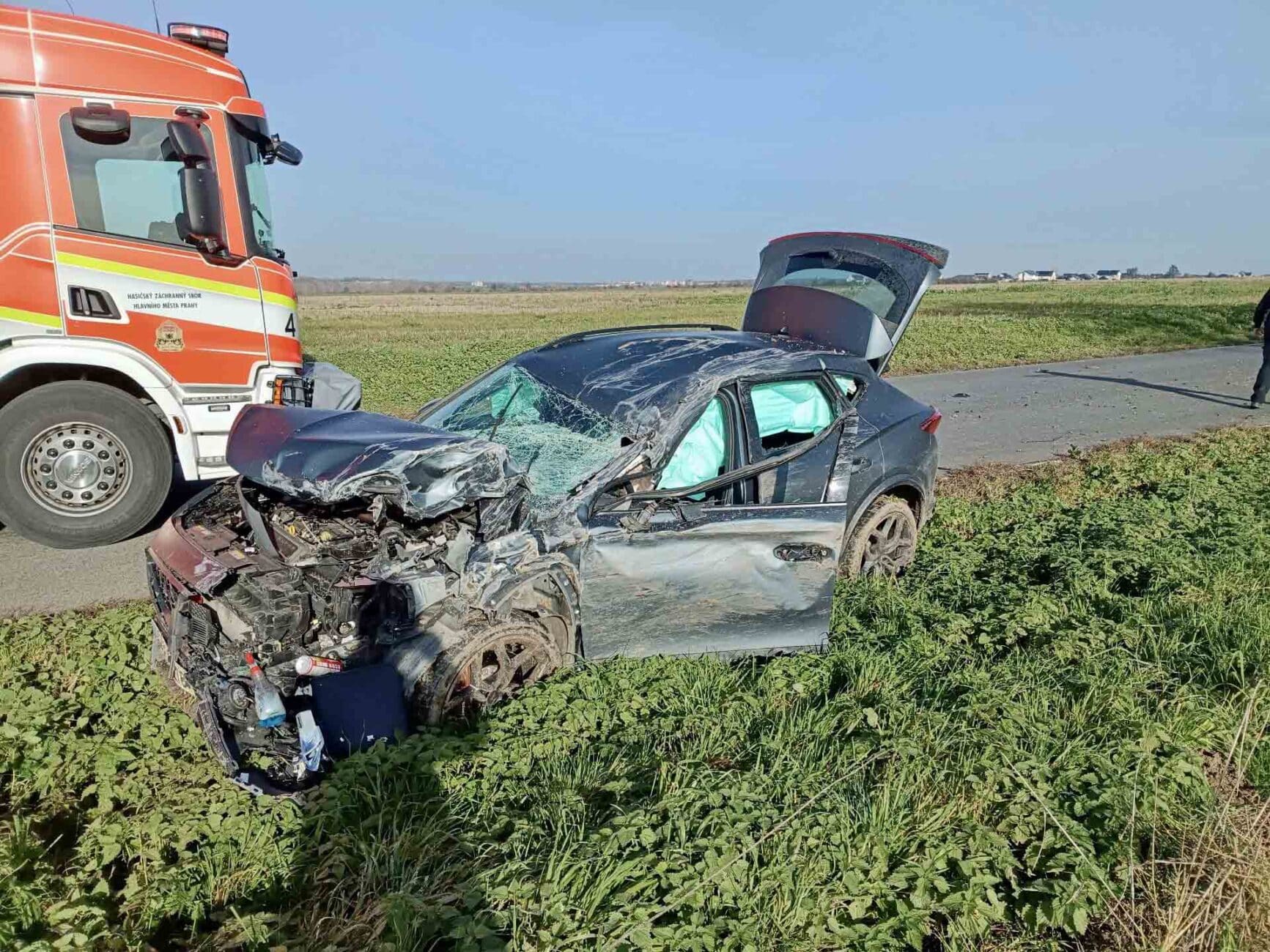 Nehoda u Uhříněvsi. Foto: HZS
