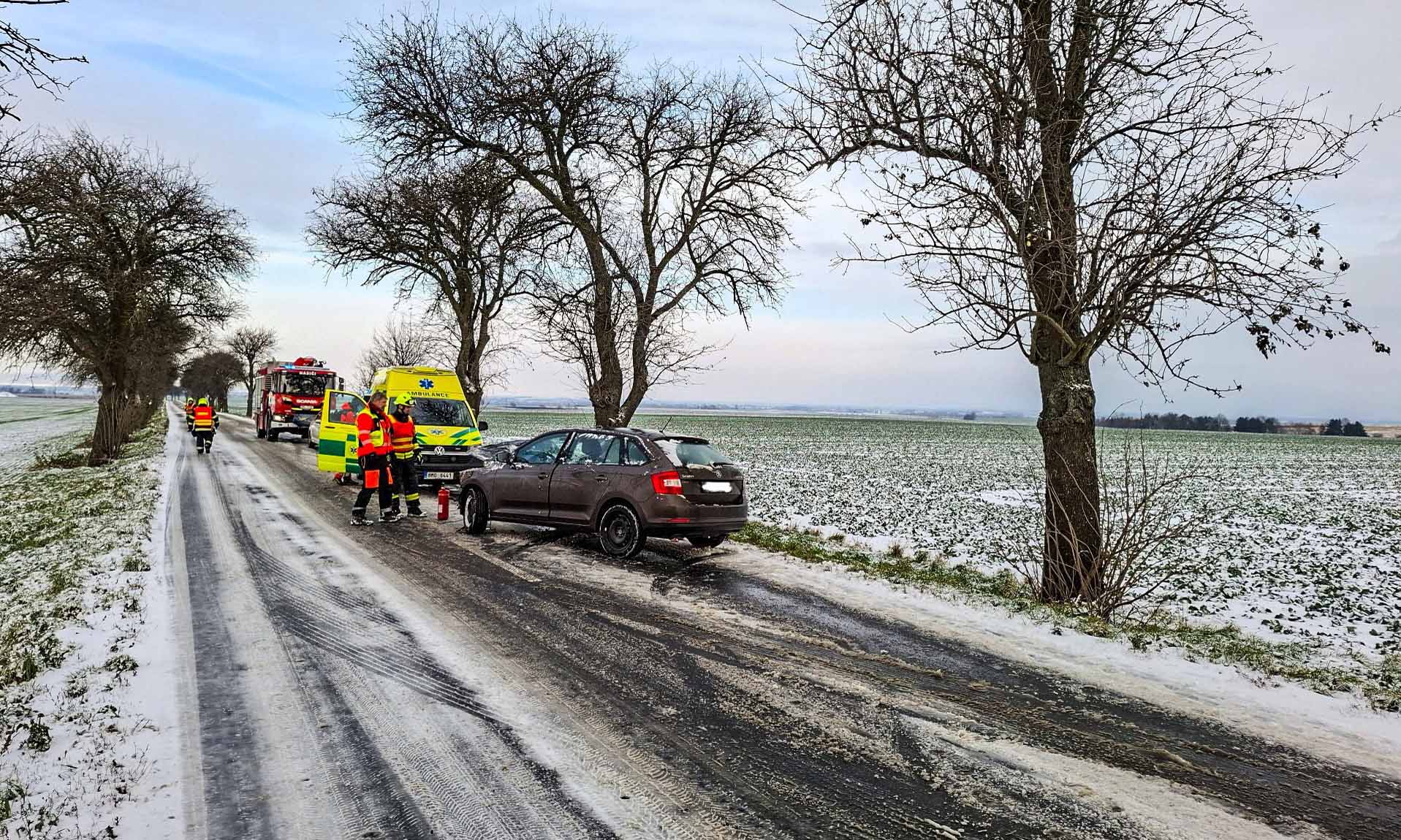 U Výšovic naboural řidič s Octavií do stromu, Z vozu vypadl motor. Foto: HZS