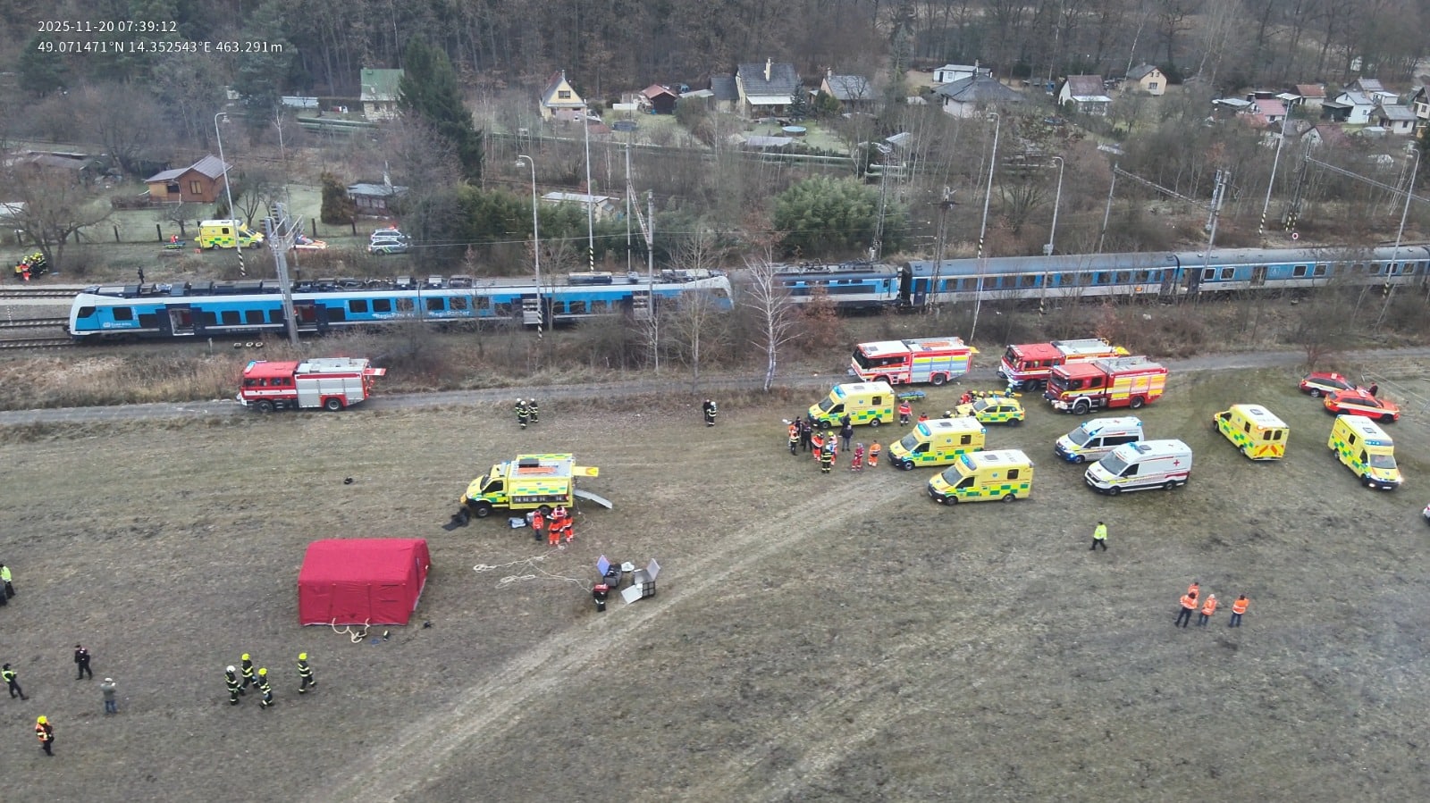 Nehoda vlaků u Zlivi. Foto: PČR