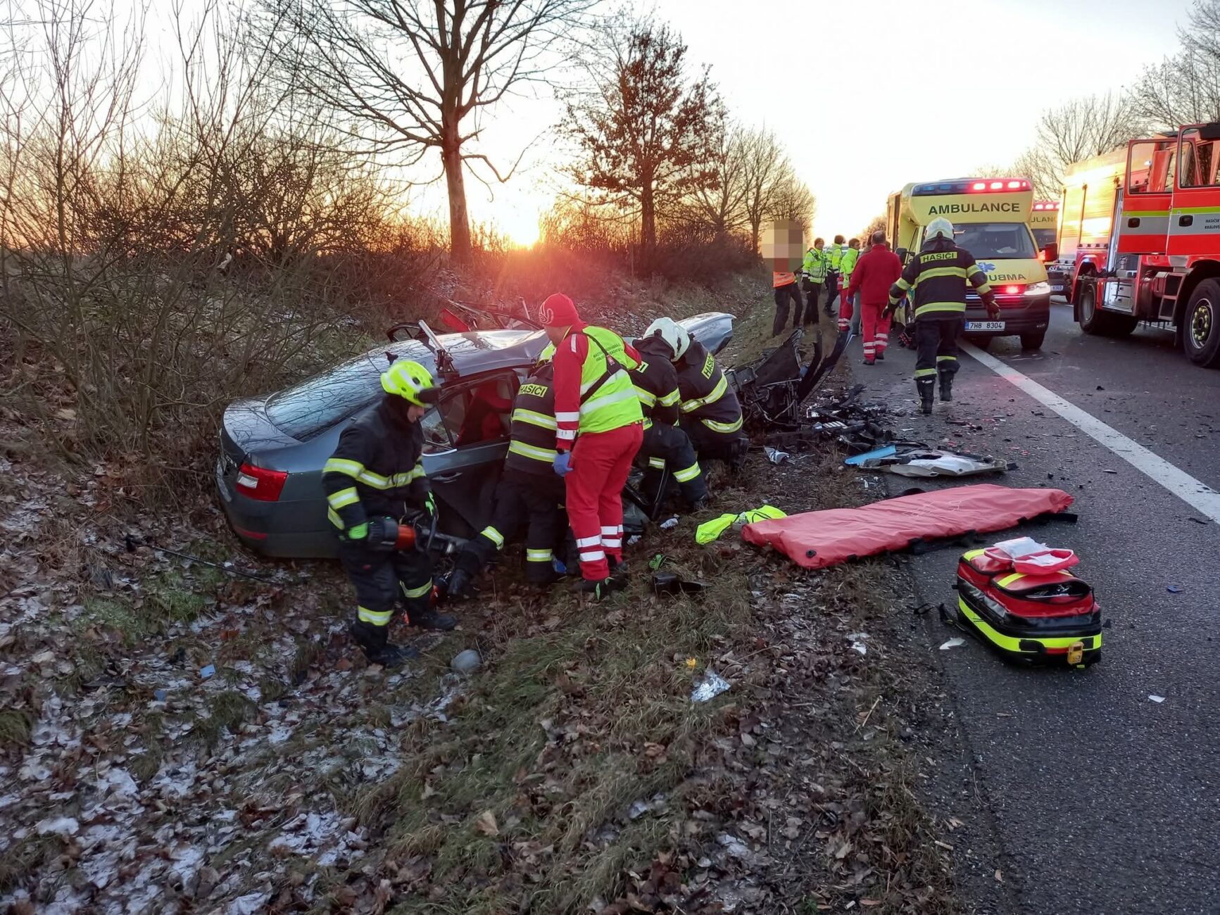 Vážná nehoda u Úlibic. Foto: HZS
