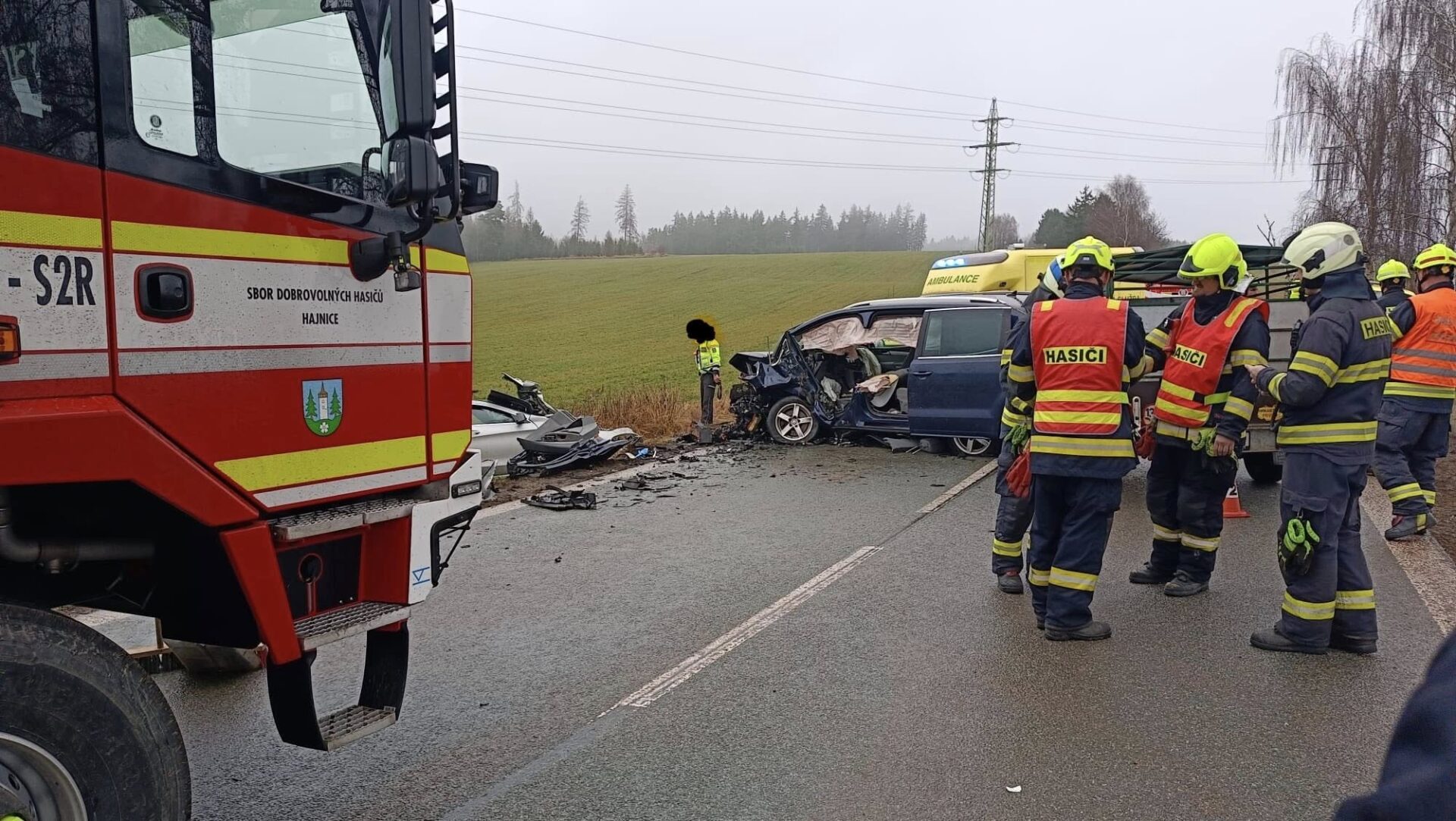 Vážná nehoda mezi Výšinkou a Stříteží. Foto: HZS